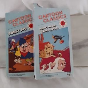 2 Vintage VHS TAPE CARTOON PORKY PIG MIGHTY MOUSE